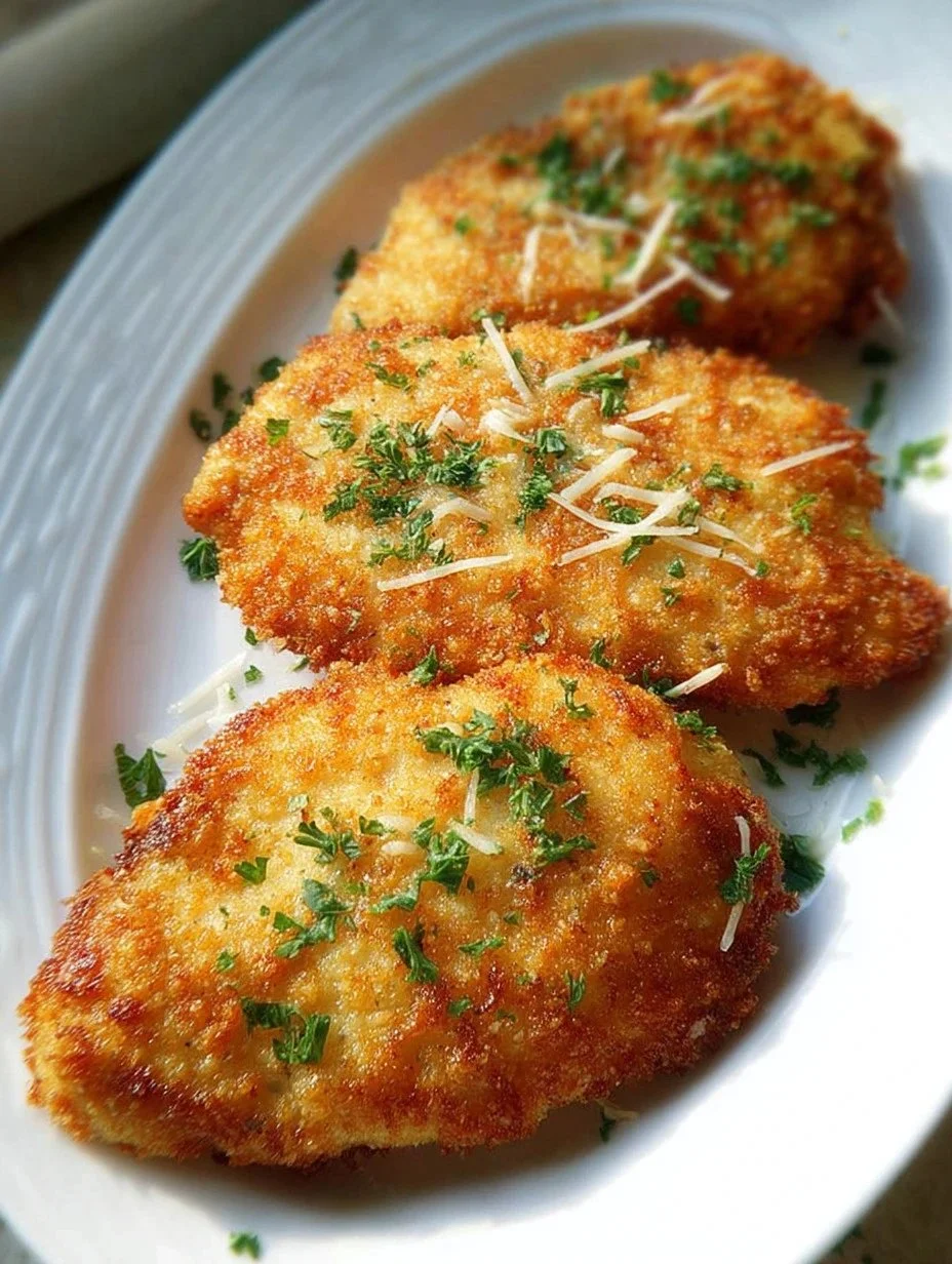Deliciously baked Parmesan Crusted Chicken served on a plate