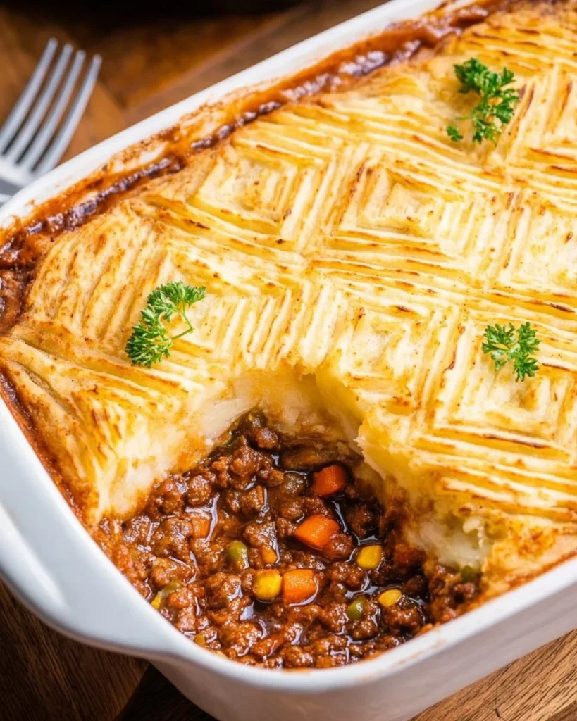 Delicious Shepherd's Pie with beef and mashed potatoes