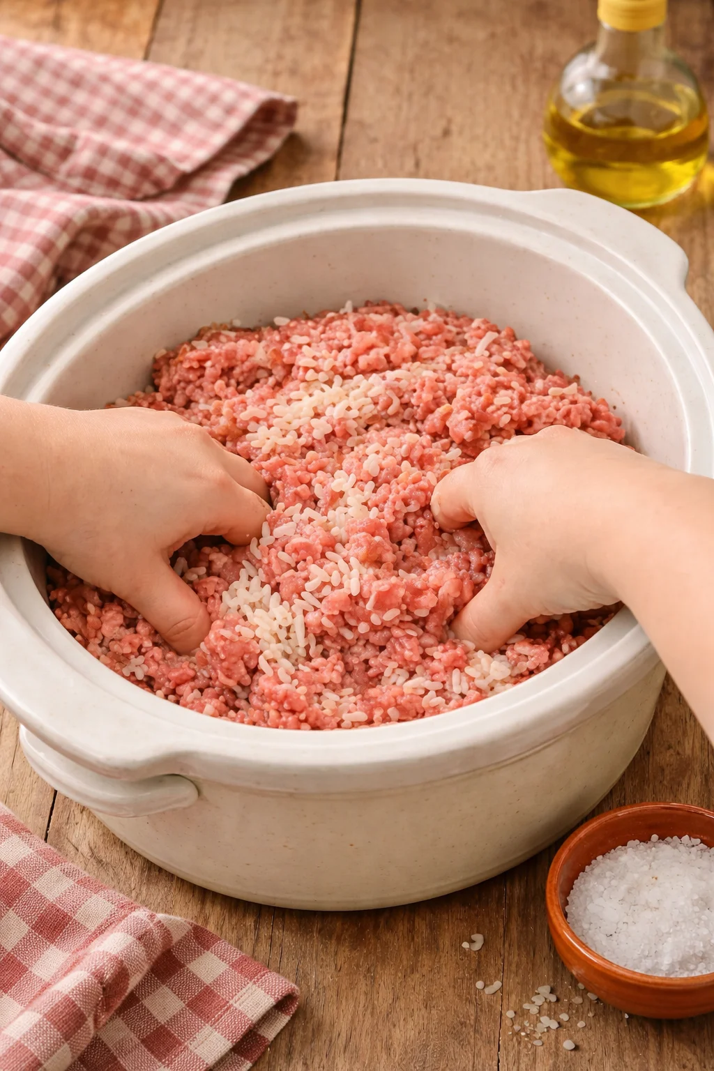 Slow Cooker Beef and Rice dish served in a bowl with garnishes
