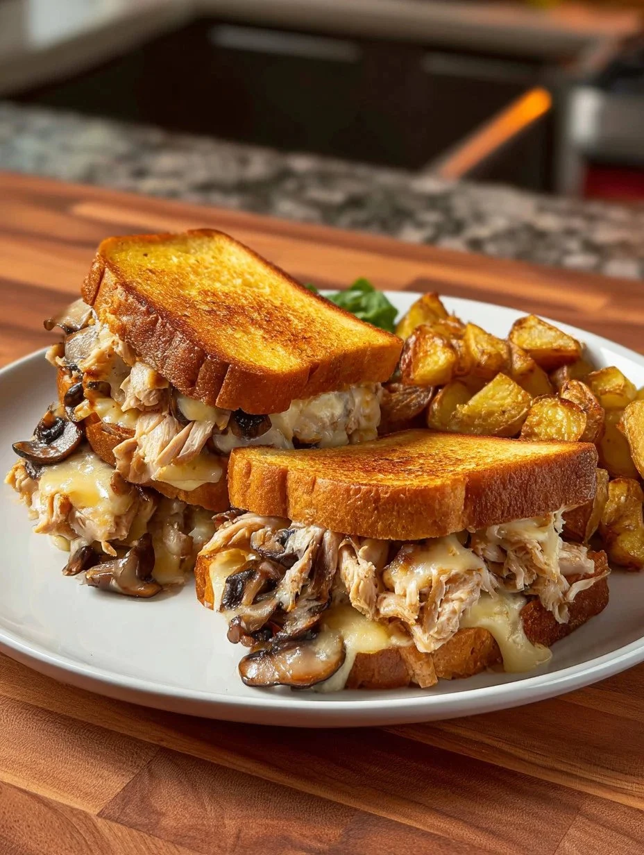 Smothered Chicken Sandwich Smothered chicken sandwich with tender chicken and rich toppings