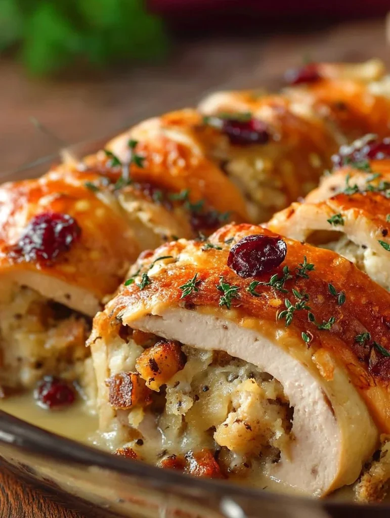 Turkey and stuffing roll ups on a plate, ready to eat.