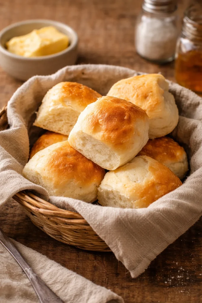 Fluffy 2-ingredient dinner rolls ready to serve on a plate.