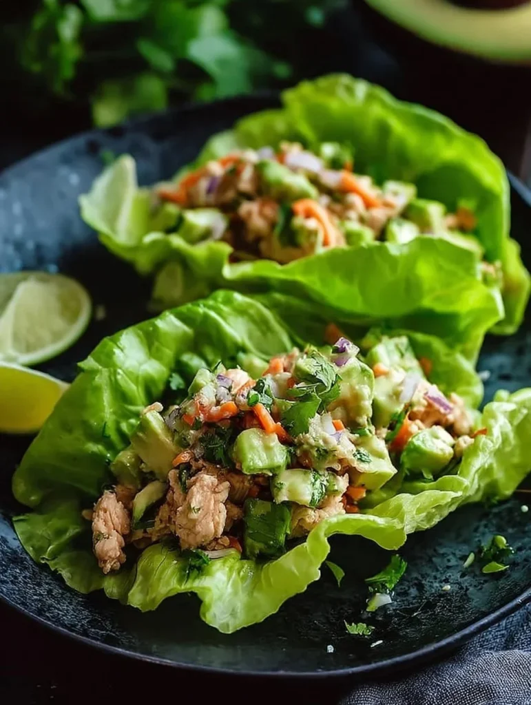 Avocado Chicken Salad Lettuce Wraps