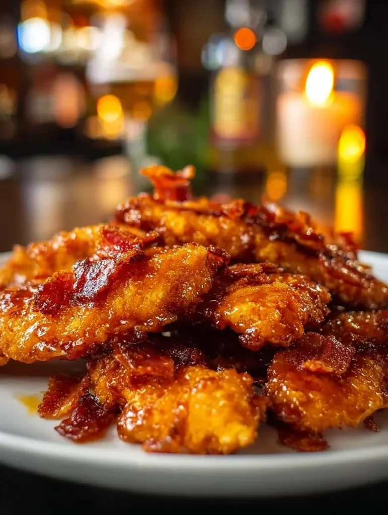 Delicious Bacon Brown Sugar Chicken Tenders garnished and served