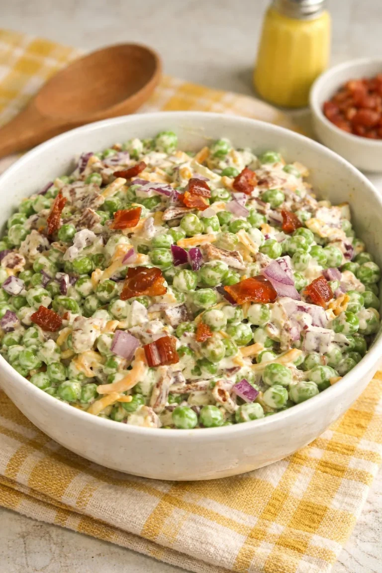 Bacon Pea Summer Salad with fresh ingredients for a refreshing summer dish.
