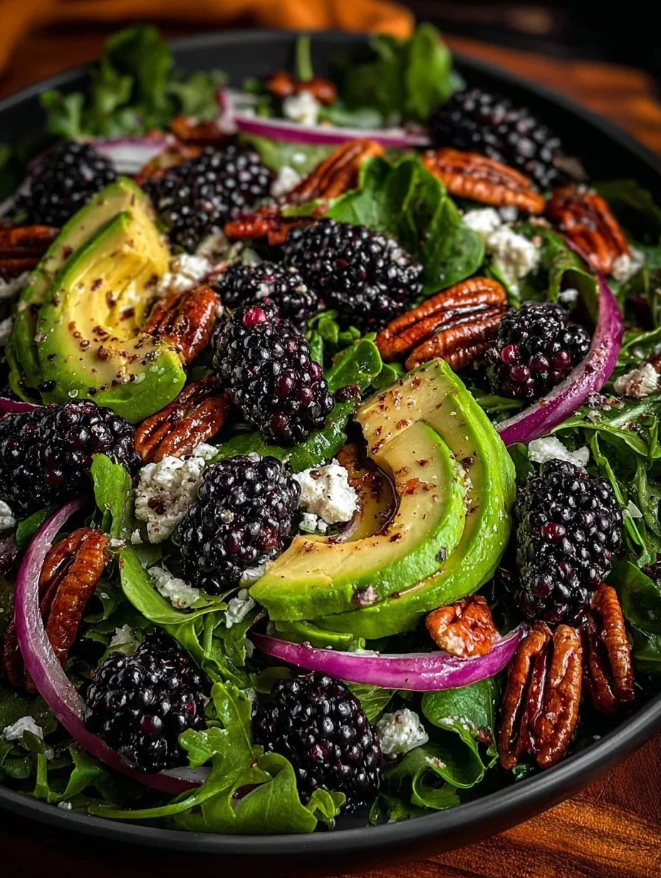 Delicious Blackberry Avocado Salad with fresh blackberries and creamy avocado