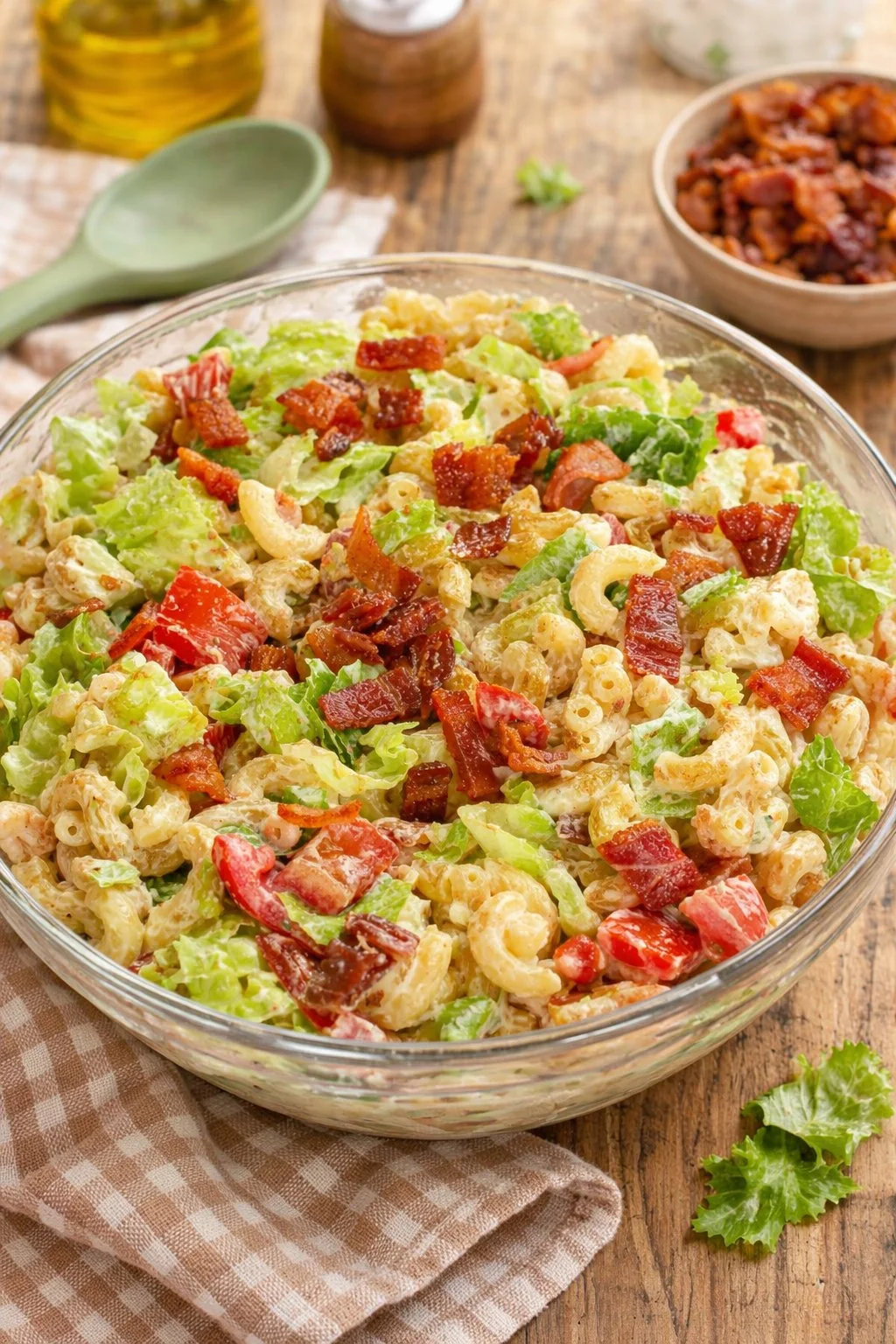 BLT Pasta Salad Delicious BLT Pasta Salad with bacon, lettuce, and tomatoes
