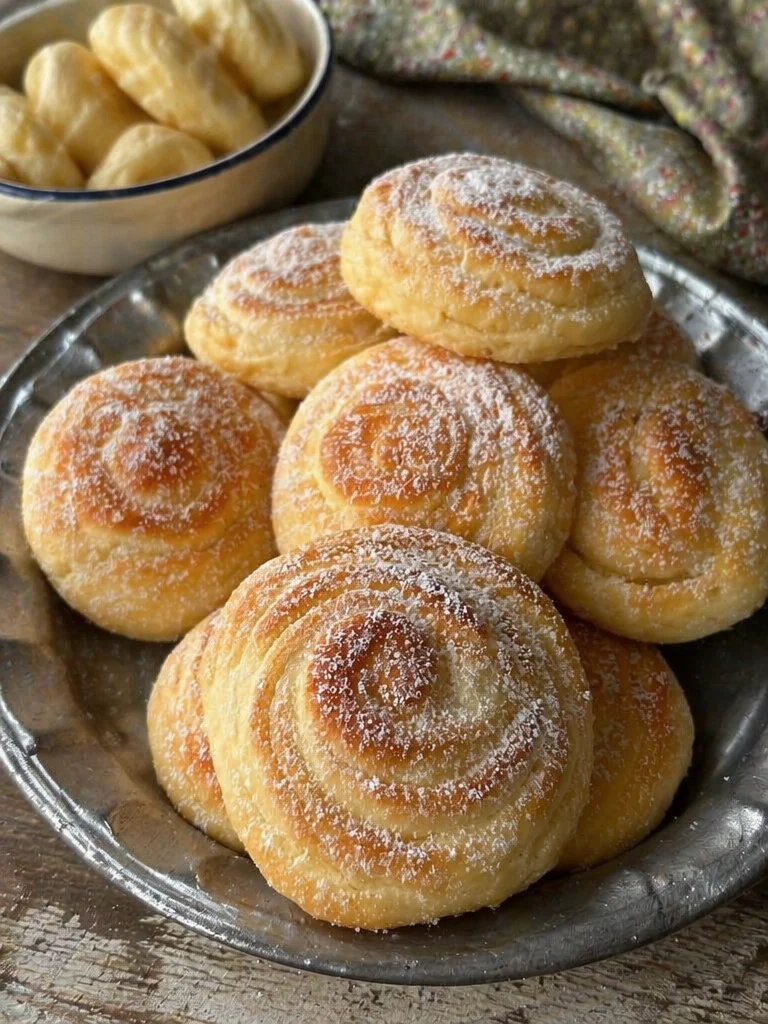 Freshly baked classic ensaymada bread topped with cheese and butter