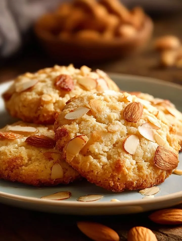 Delicious homemade Coconut Almond Cookies on a plate