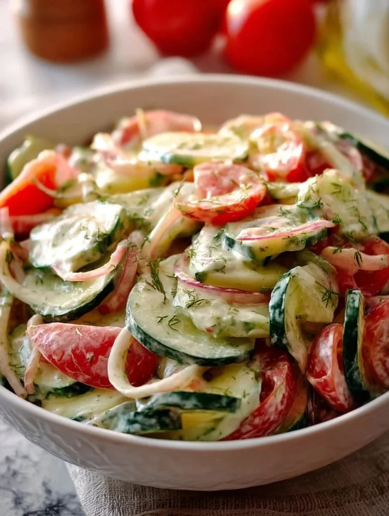 Creamy Cucumber Tomato Salad