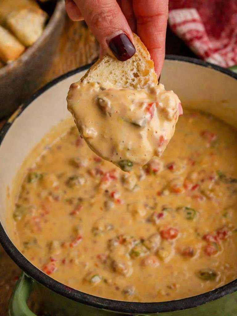 Delicious Crock Pot Philly Cheesesteak Dip served with tortilla chips