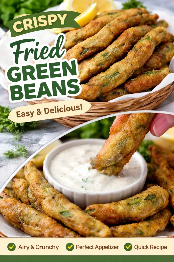 Crispy fried green beans served as a delicious snack or side dish.