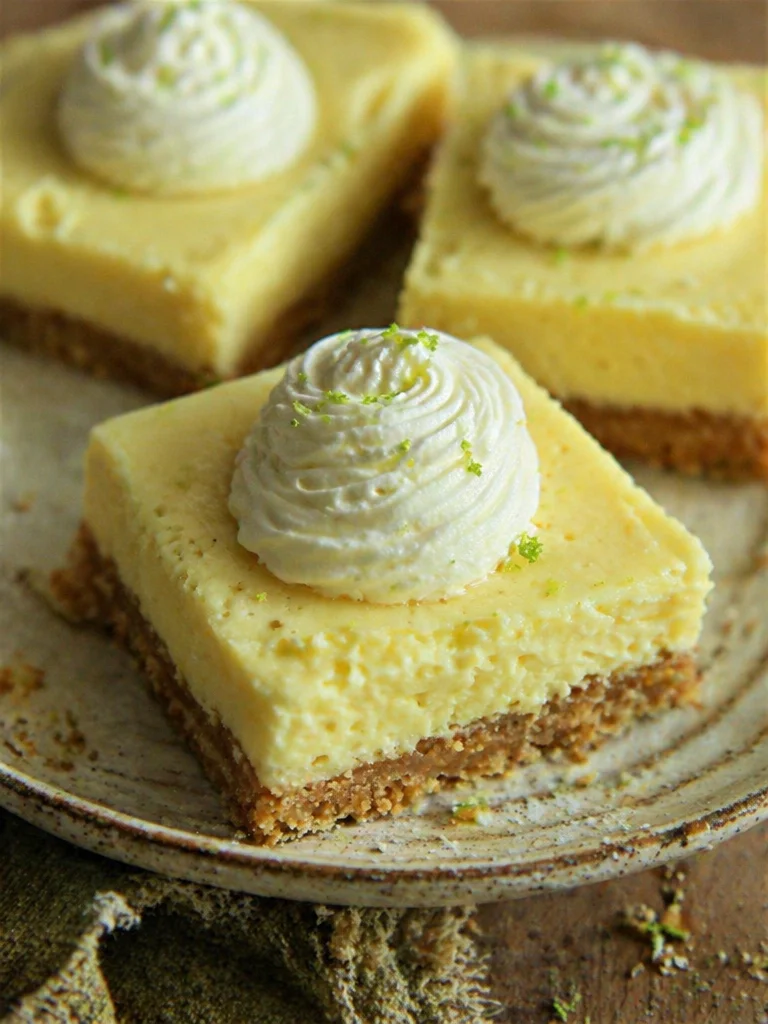 Delicious Key Lime Bars with a zesty lime filling on a buttery crust