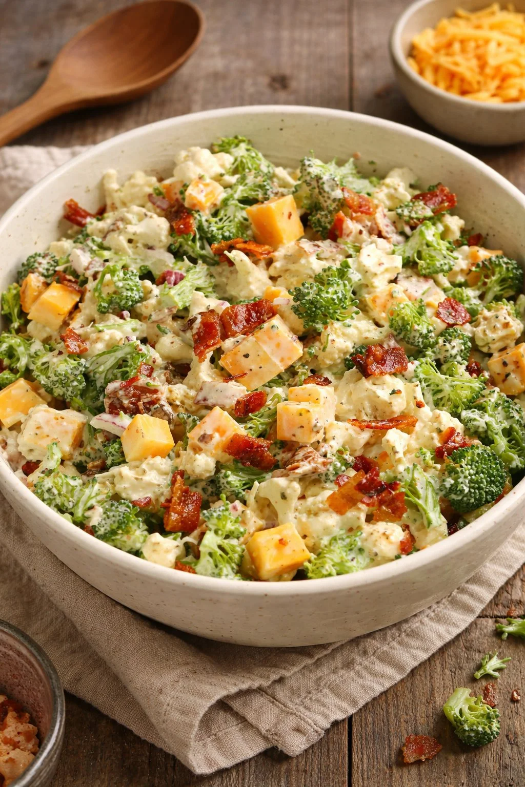Loaded Broccoli Cauliflower Salad Loaded Broccoli Cauliflower Salad with fresh veggies and dressing