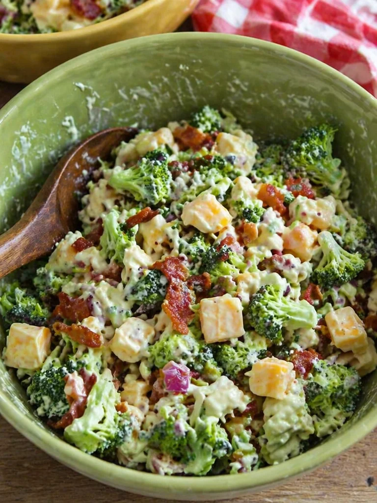 Loaded Broccoli Cauliflower Salad with fresh vegetables and creamy dressing