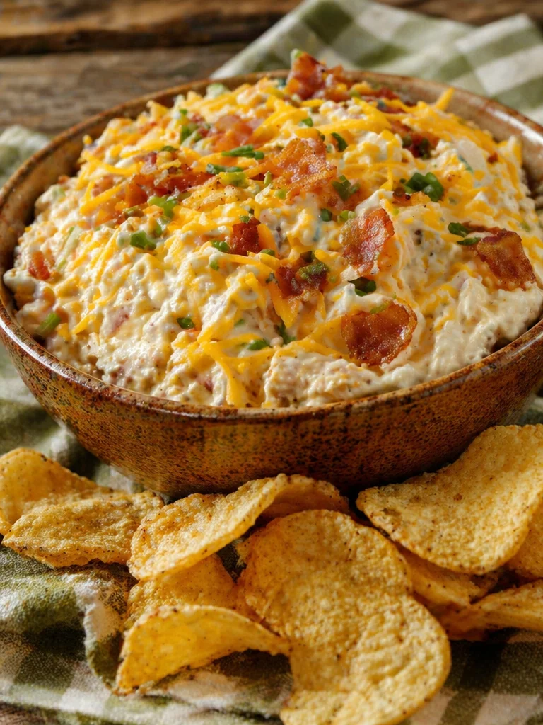 Delicious Million Dollar Bacon Dip with crispy bacon and creamy ingredients