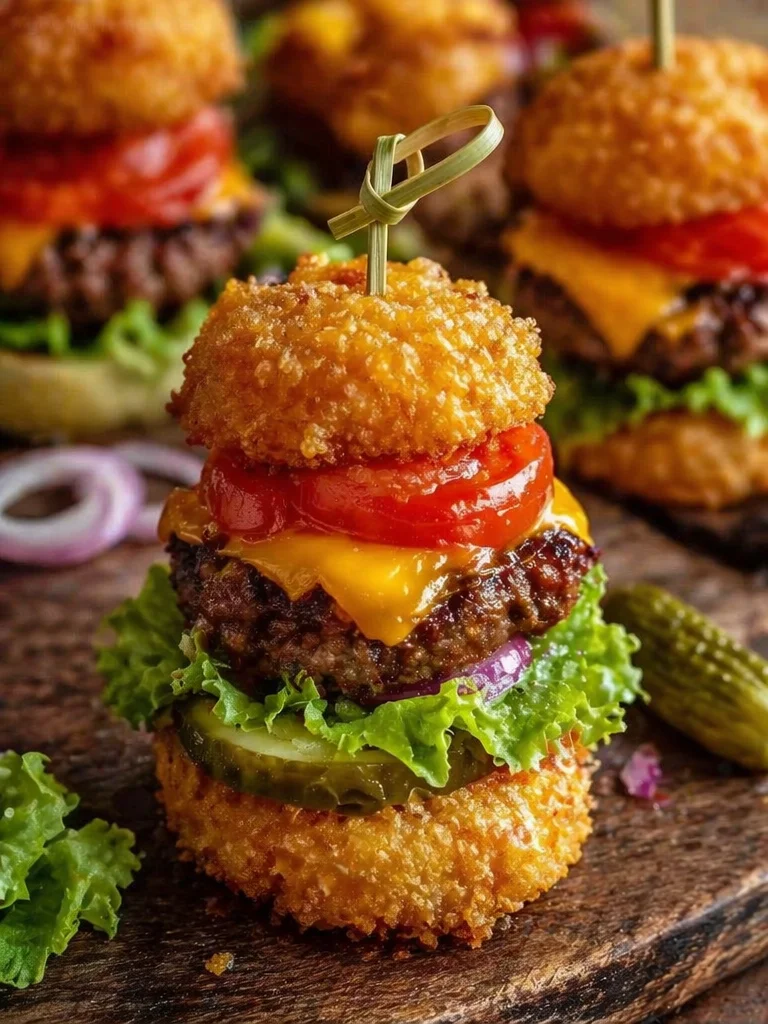 Mini Tater Tot Cheeseburgers served on a platter with toppings