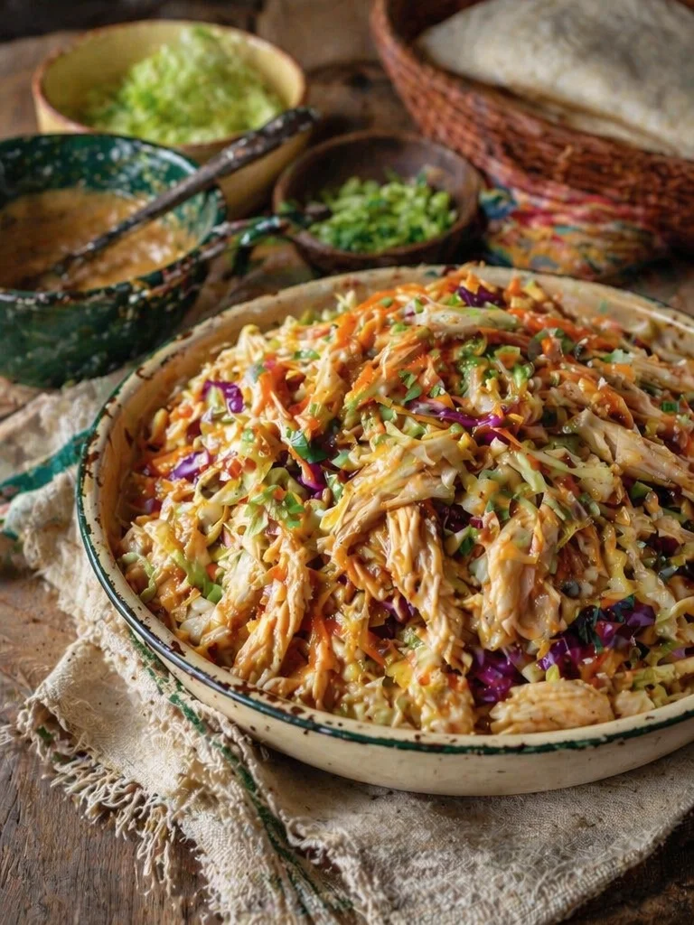 Moo Shu Chicken Wraps with fresh vegetables and savory sauce