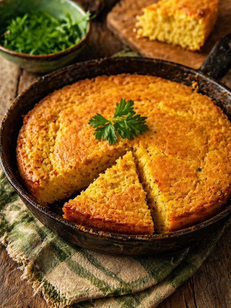 Slice of traditional Navajo Cornbread on a wooden table.