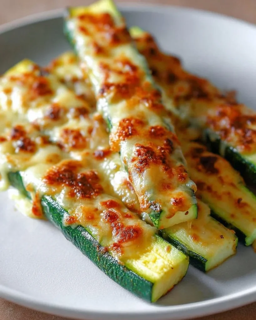 Baked Parmesan-Crusted Zucchini slices on a plate