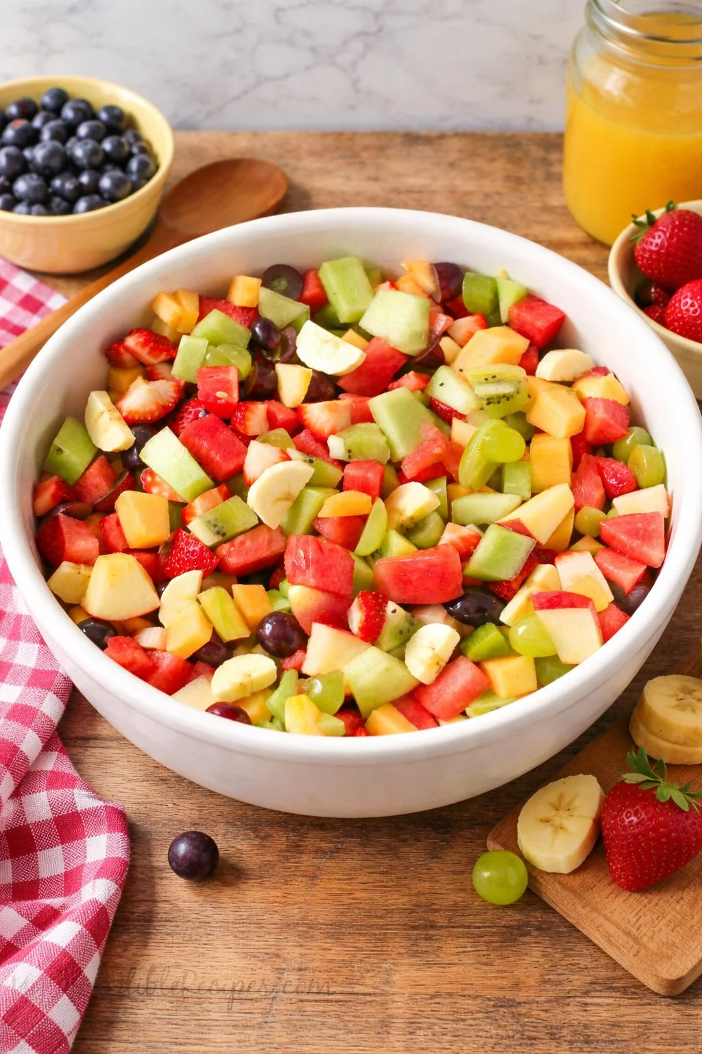 Strawberry Kiwi Melon Fruit Salad Colorful Strawberry Kiwi Melon Fruit Salad in a bowl