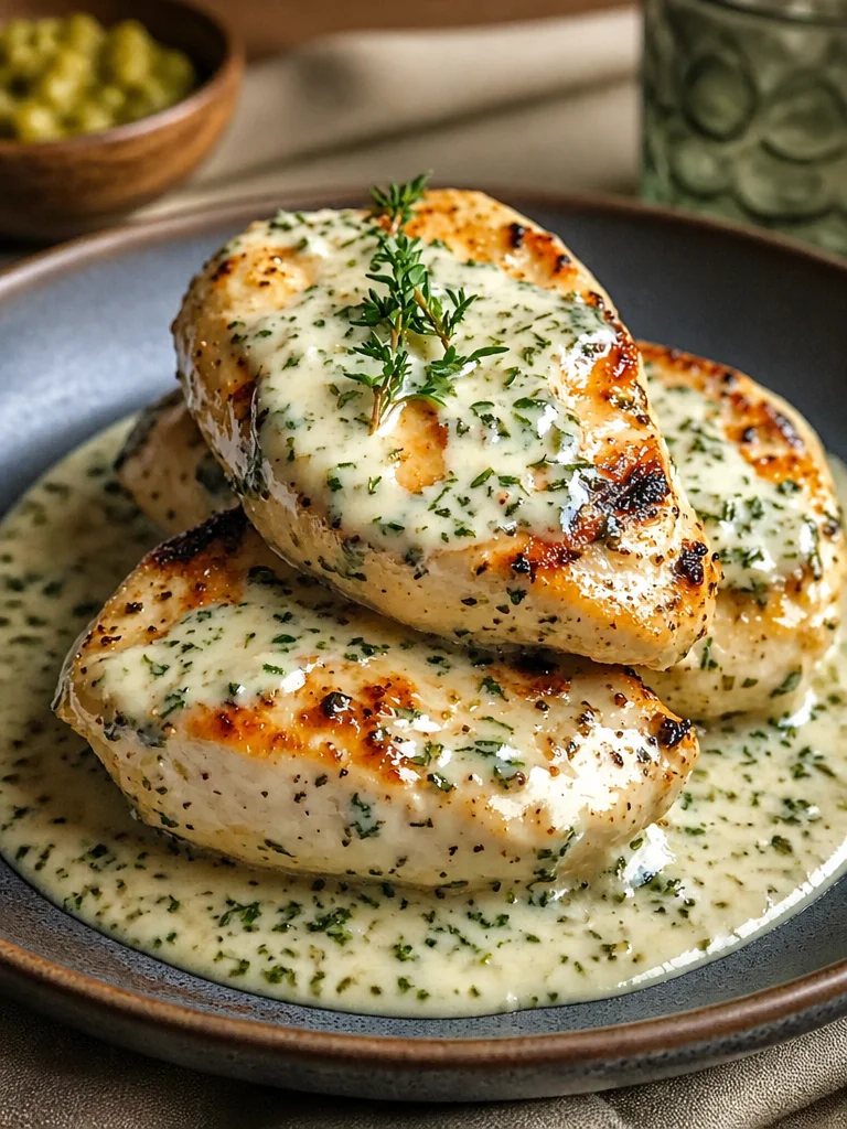 Creamy Boursin Chicken dish with garlic and herbs ready to serve