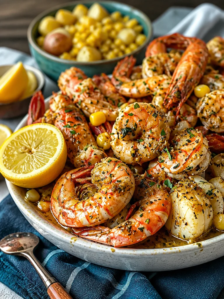 Homemade Garlicky Seafood Sauce served with fresh seafood.