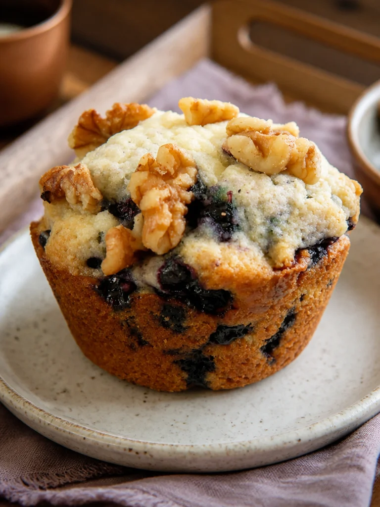 Delicious blueberry walnut muffins baked to perfection