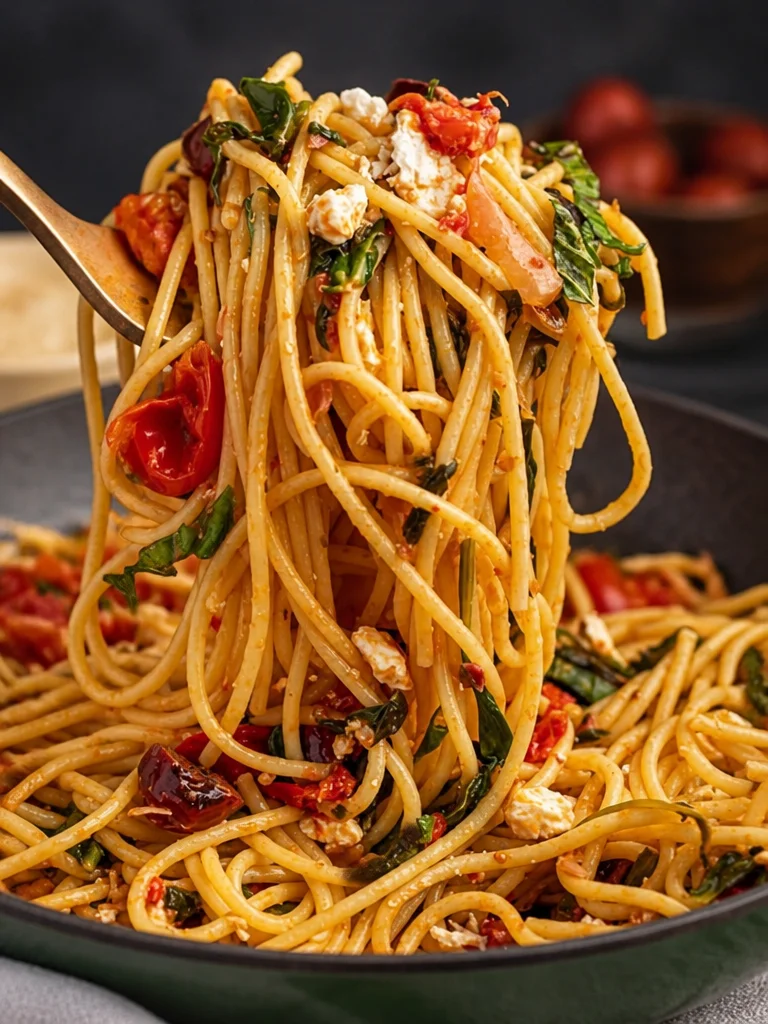 Incredible Greek Spaghetti Delicious Greek spaghetti served with fresh herbs and vegetables