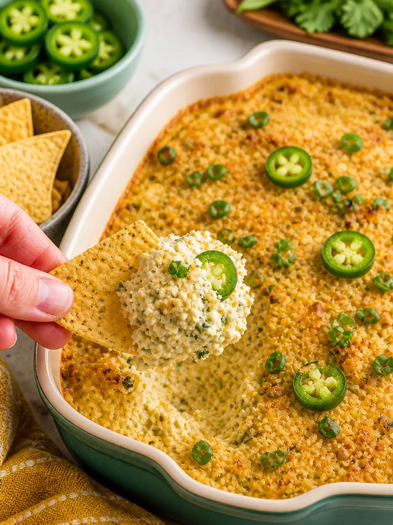 Creamy jalapeno popper dip served in a bowl, garnished with parsley