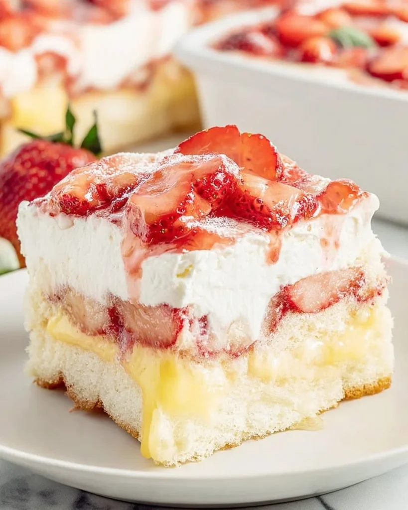 Delicious Strawberry Cake, a delightful treat with fresh strawberries and cream.