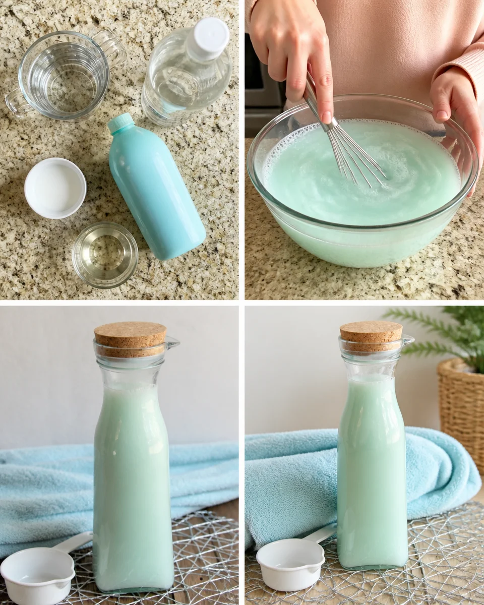 3 Ingredient DIY Homemade Fabric Softener! DIY homemade fabric softener using 3 simple ingredients for soft laundry.