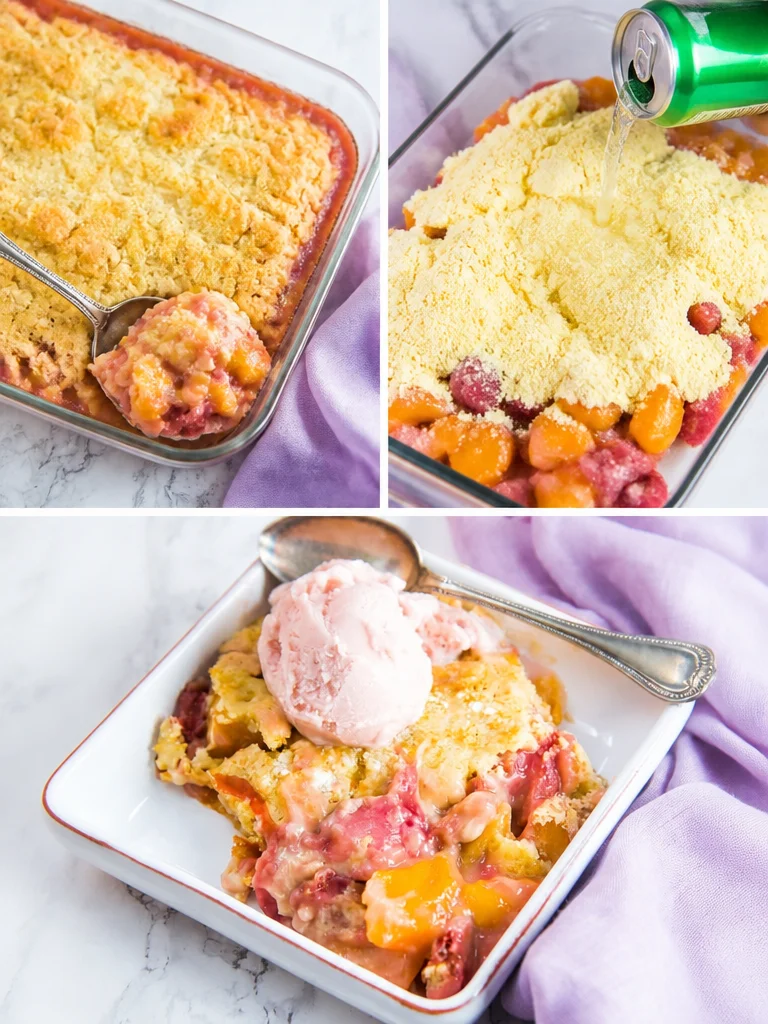 Easy 3 Ingredient Fruit Cobbler ready to serve for dessert