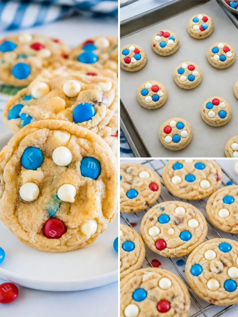 Festive 4th of July cookies decorated with red, white, and blue icing.