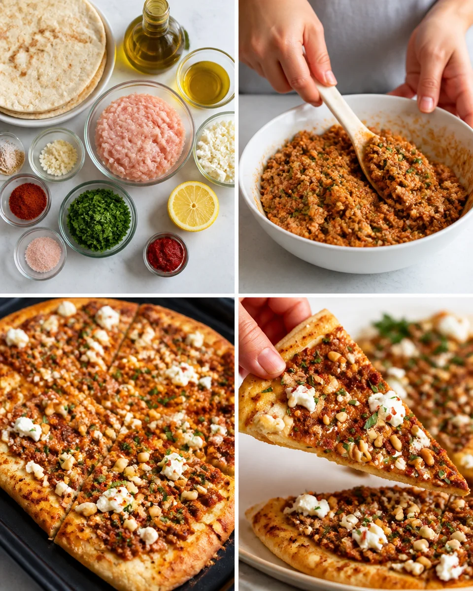 8 Minute Lebanese Pizzas (Lahmacun!) Quick and tasty 8-minute Lebanese Pizzas (Lahmacun) ready to serve.