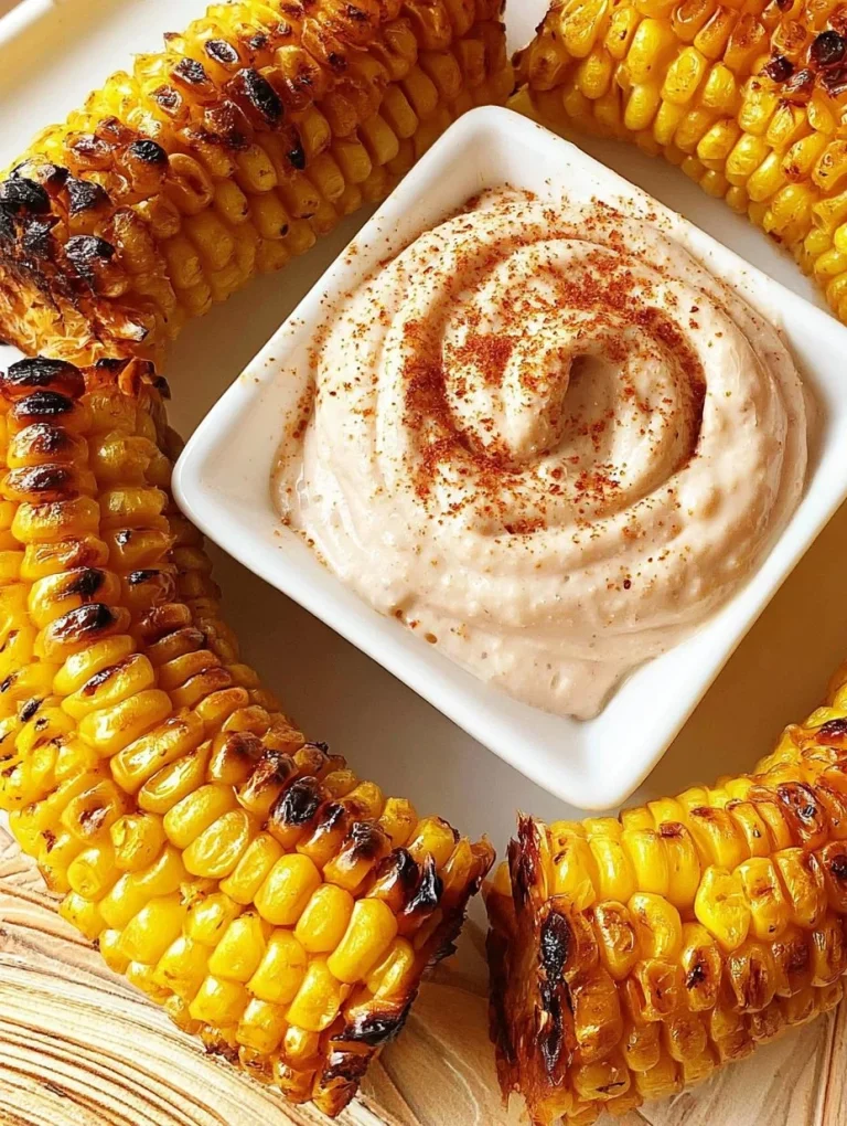 Air fryer corn ribs served with zesty sour cream dip