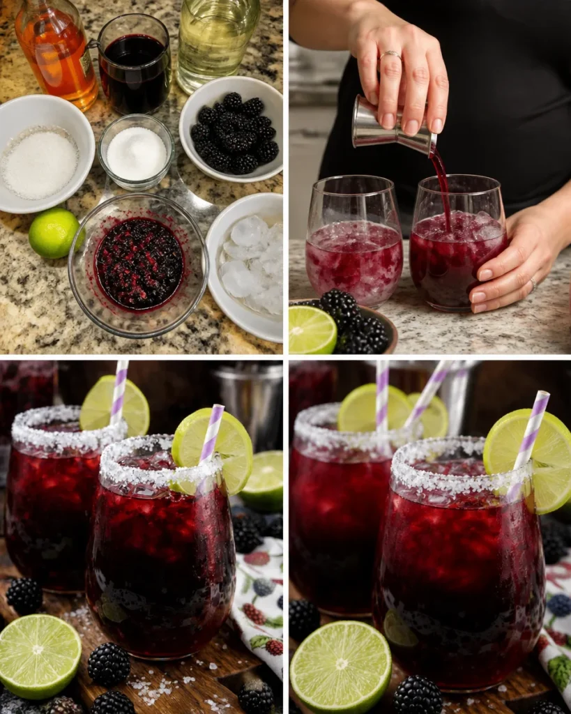 Refreshing Blackberry Margaritas served in a glass with garnish