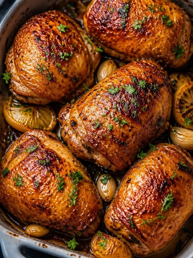 Brown Sugar Garlic Chicken Delicious Brown Sugar Garlic Chicken garnished and served on a plate.