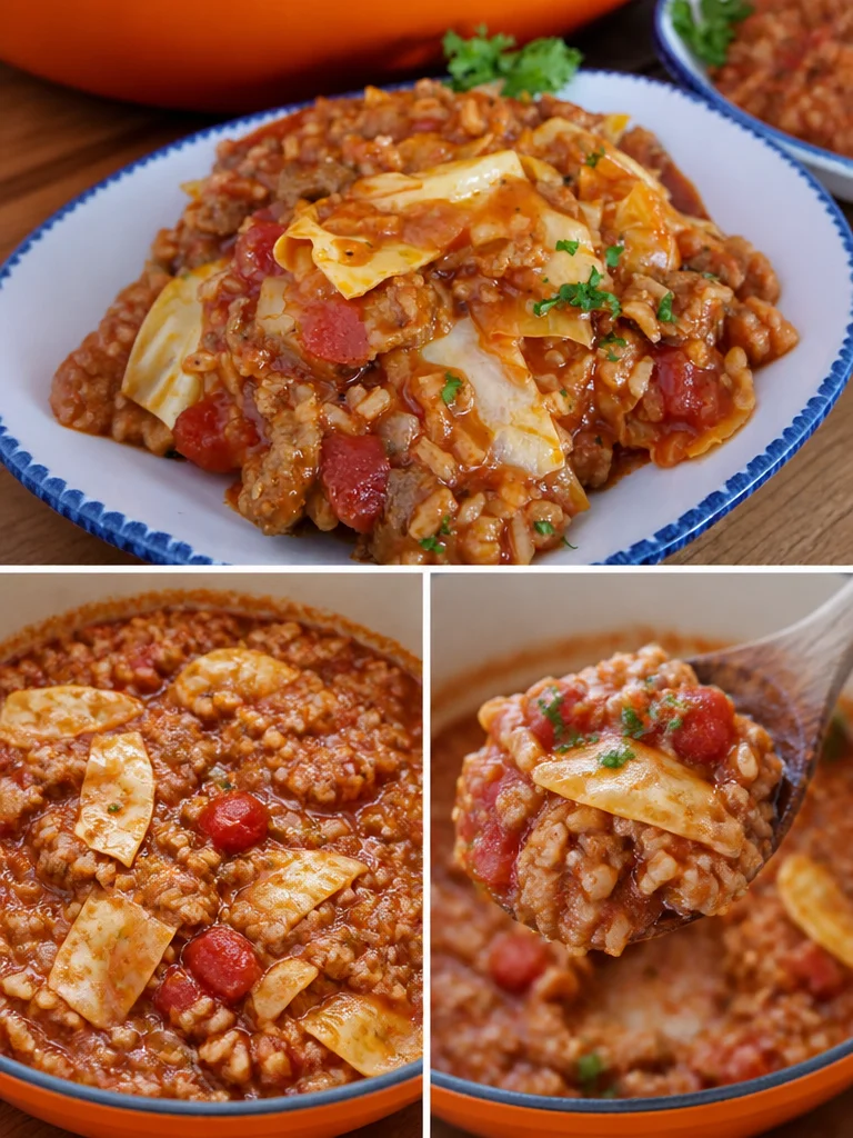 Cabbage roll bowls filled with savory ingredients and toppings
