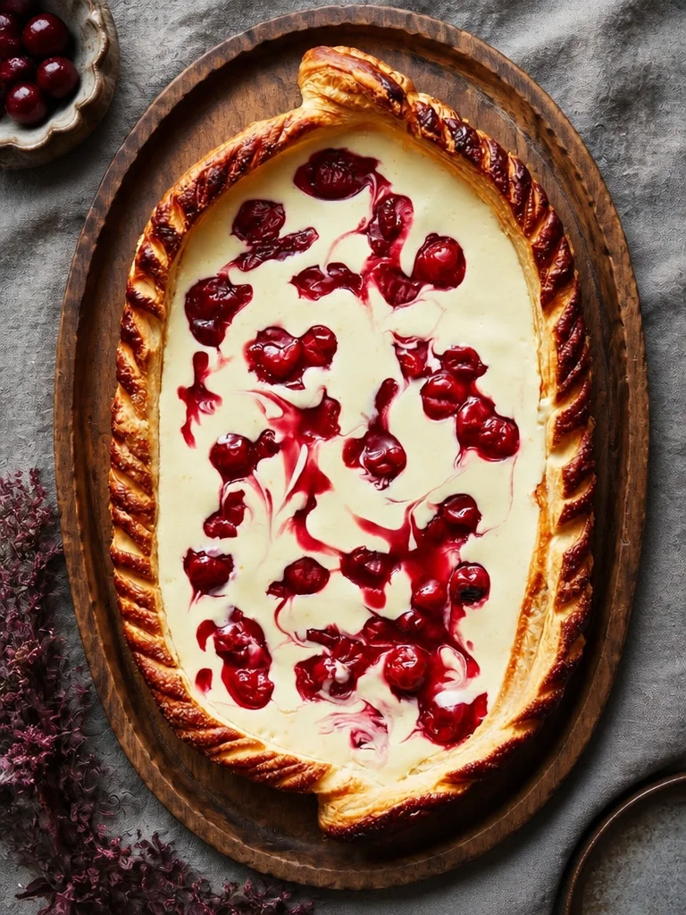 Cherry-Cheese Strudel Pie Cherry-cheese strudel pie with flaky crust and cherry topping