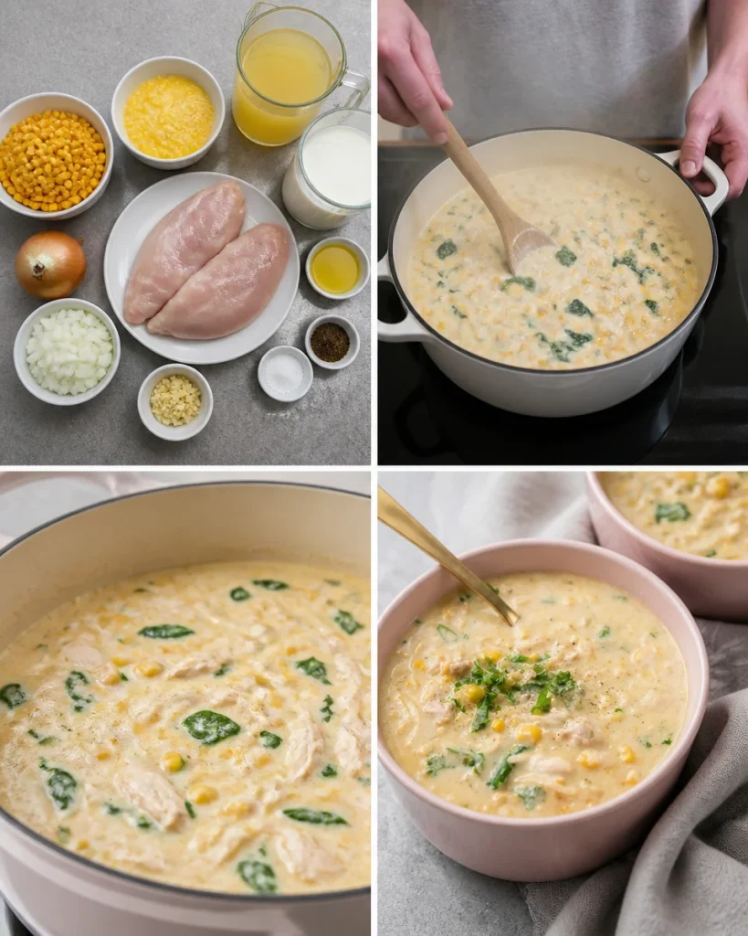 Chicken and Sweet Corn Soup with Pasta