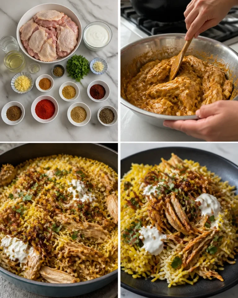 Chicken Biryani A delicious plate of Chicken Biryani garnished with spices and herbs.