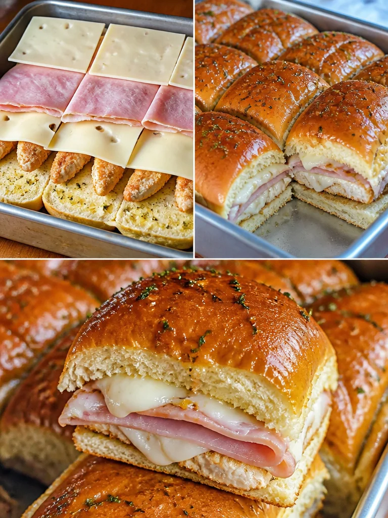 CHICKEN CORDON BLEU SLIDERS Delicious chicken cordon bleu sliders served on a platter with side condiments.