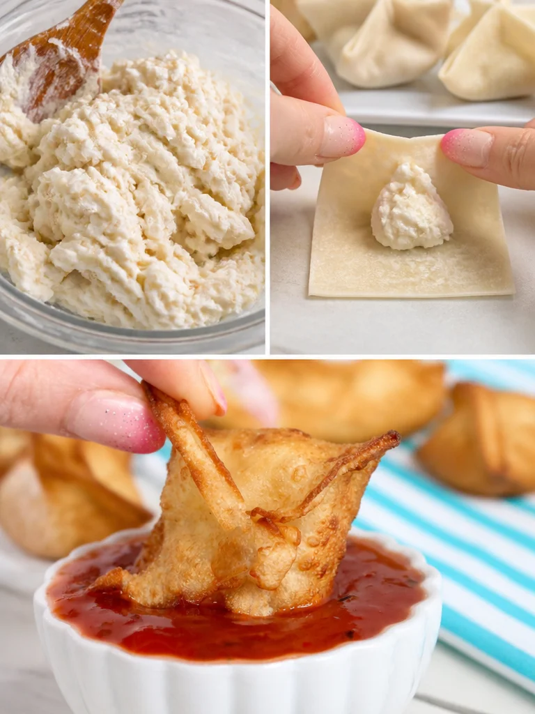Crab Rangoons Delicious Crab Rangoons served as an appetizer with a golden crispy exterior