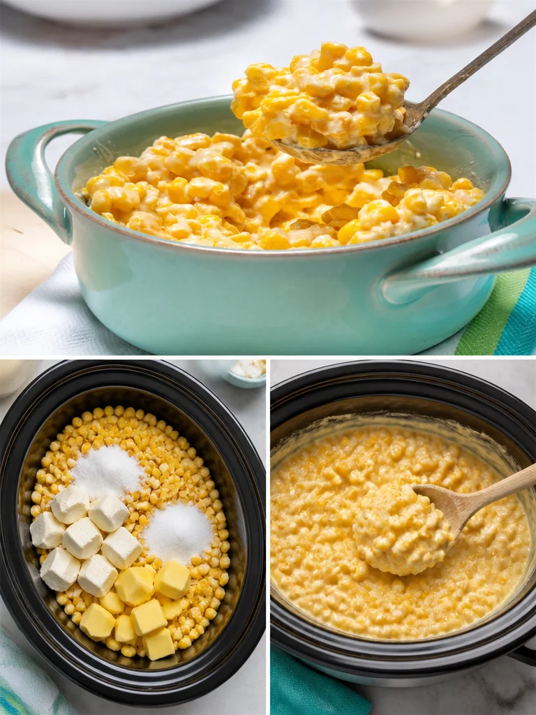 Delicious plate of creamed corn with cream cheese, ready to serve.