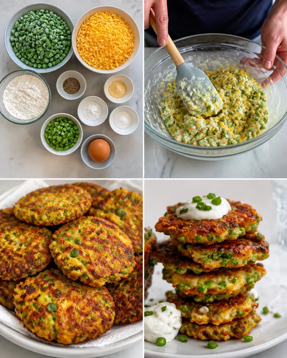 Crispy pea fritters - great emergency meal! Crispy pea fritters served as a quick and tasty meal option