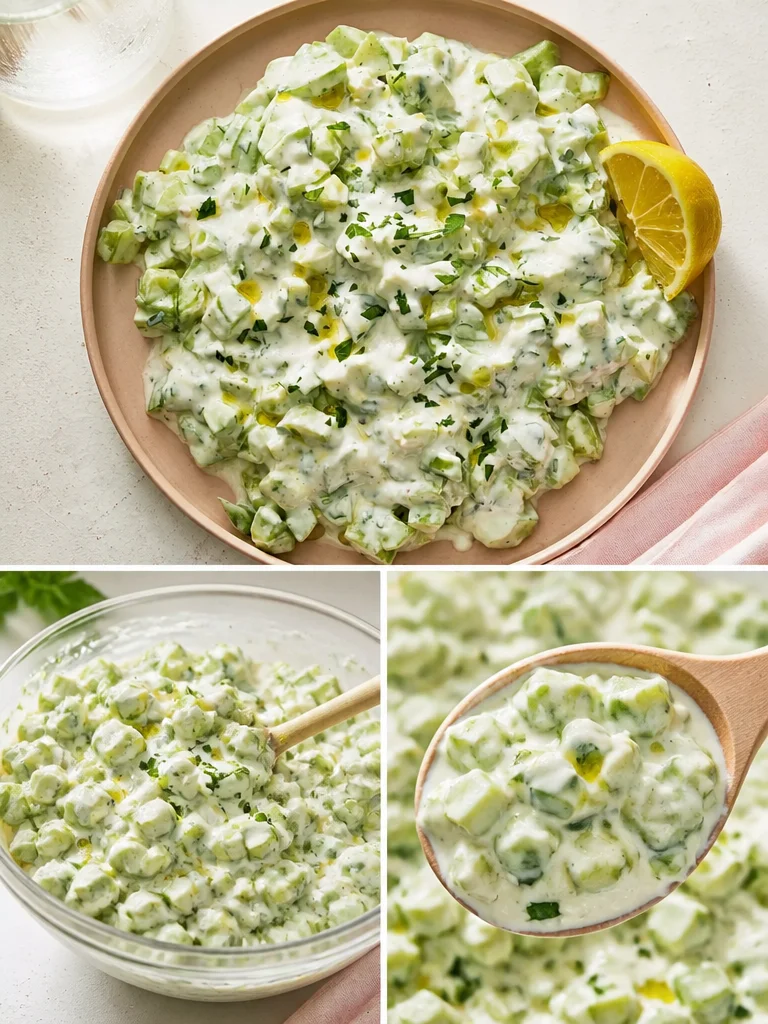 Cucumber Yogurt Salad with fresh cucumbers and yogurt dressing