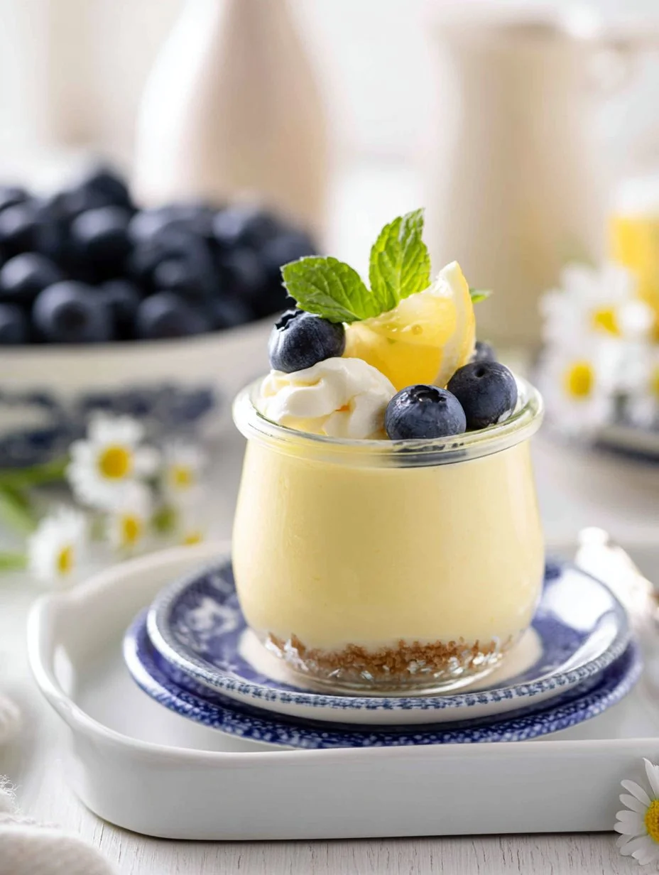 Delicious easy lemon curd mousse in a dessert glass with lemon slices