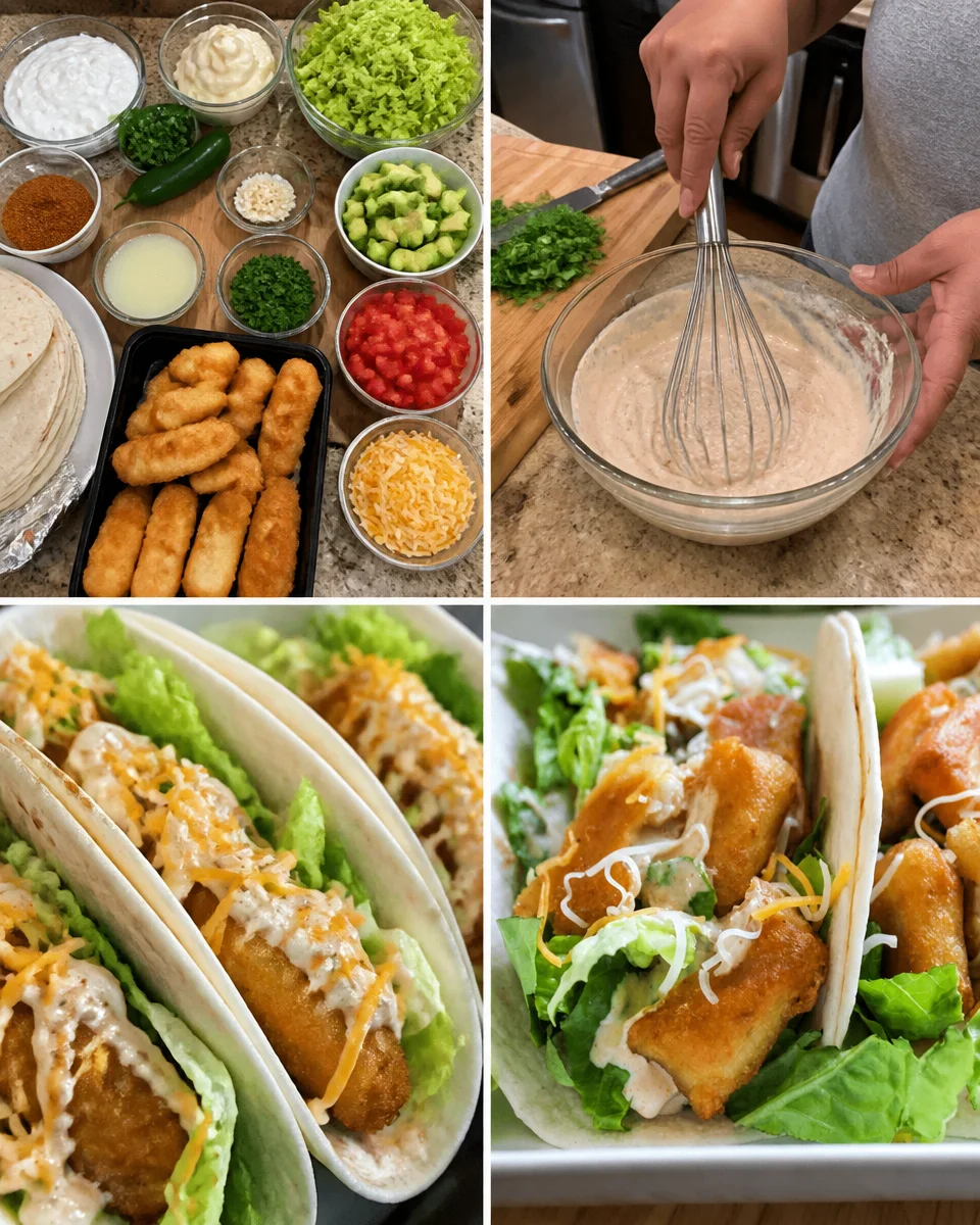 Delicious fish tacos topped with creamy Baja sauce