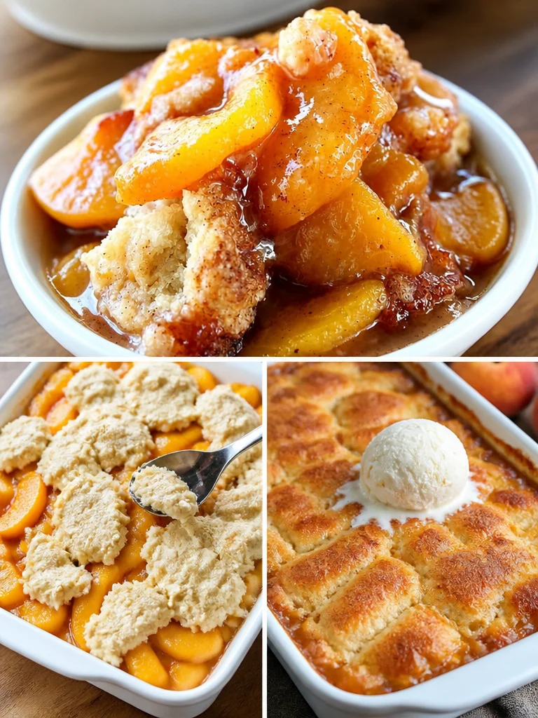 Fresh Peach Cobbler Fresh peach cobbler with a golden crust and juicy peach filling